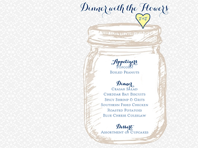 Dinner with the Flowers mason jar menu southern typography wedding