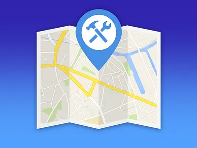 Map folded google map location map marker pin sketch 3 trades tradesmen