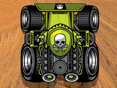 Race App car crossbones game little green machine off road perspective racing skull tires