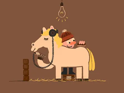 Walkstallion grooming hay horse listen music rider stable walkman white