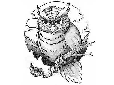 Tattoo design - Owl owl pencil drawing tattoo design