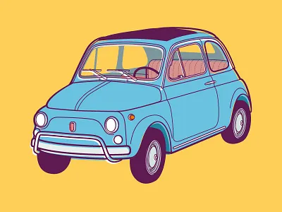 500 500 car fiat illustration italia vintage