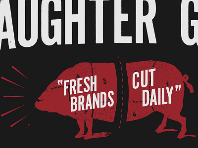 Dat Pig bacon cut here pig pork slaughter vintage yum