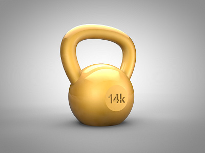 Kettlebell Gold 14k 3d c4d gold kettlebell