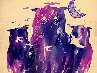 NSA - National Security Agents agents birds choppre moon nsa owl security watercolor