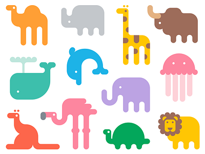 Minimals World animals colors dolphin elephant giraffe lion minimal pastel simple turtle whale zoo