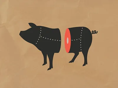 Bacon Party butcher illustration invitation logo meat pig rejected