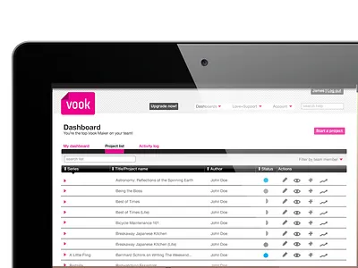 Vook Dashboard design product design ui design user experience ux design web design