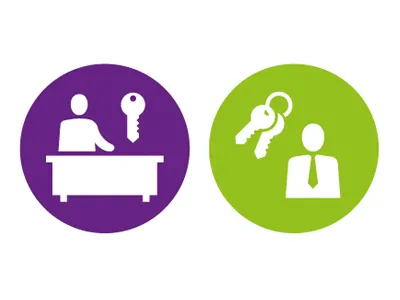 Rent Administration and Landlord admin icon keys landlord pictogram symbol