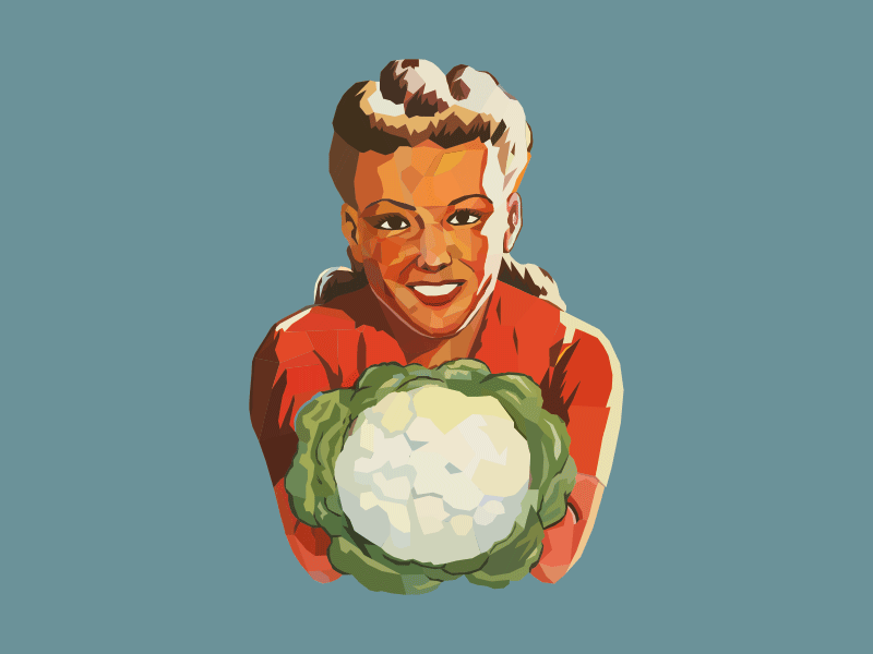 Land Girl Gardening branding gardening logo retro woman ww2