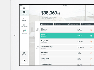 Savings Account Timeline banking ipad money