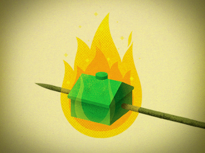 House Warming Party! flames house skewer texture vintage