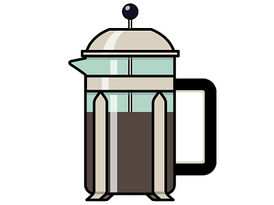 French Press coffee flat french press illustration