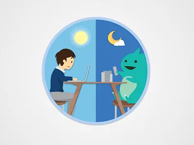 Hard Working Day and Night icon illustration interface ui ux vector web design
