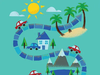 Life Board Game board cars game hand drawn illustration life