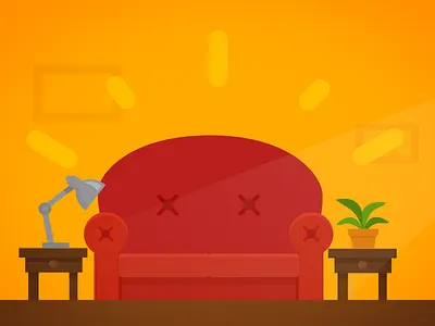 Couch couch flat illustration living room lamp plant