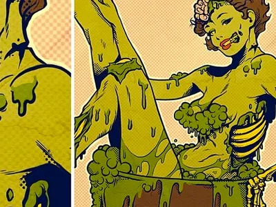 Ghoulie Show draw girl illustration pin up retro toxic waste vintage zombie