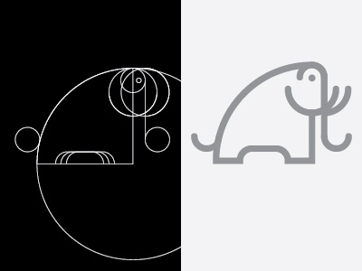 lil' guy animal circle elephant identity logo mammoth mastodon tail trunk tusk vector