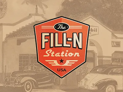 Fill-In badge branding lockup logo service vintage