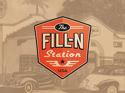 Fill-In badge branding lockup logo service vintage