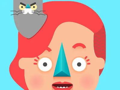 CAT GIRL CAT cat girl illustrator red hair