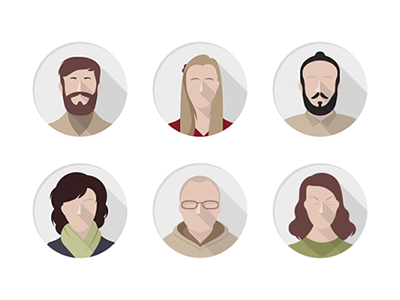 My flat style co-working friends flat friends girl hipsters icons man