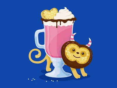 Drink Monster No2 coaster cookie cream drink glass illustration monster shake vector