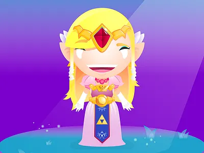 Zelda character gradient illustration illustrator princess vector zelda