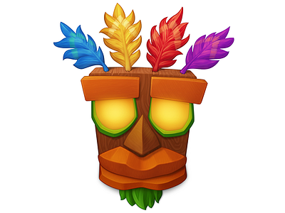 Aku Aku aku aku crash bandicoot feathers icon mask naughty dog wood