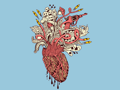 Heart War doodle drawing illustration sketch