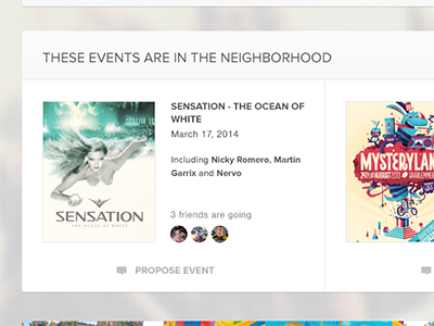 Party Platform - Recommended Events events friends poster ui user interface design