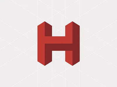 H Mark escher grid h letter logo perspective red