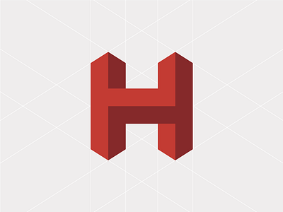 H Mark escher grid h letter logo perspective red