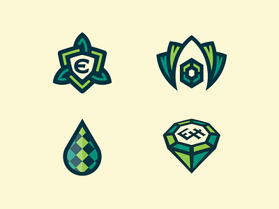 Logomark concepts for Emerald Harvest calyx cannabis emerald harvest green sustainable agriculture growcase identity logo logo design logo designer logo mark medical marijuana monogram