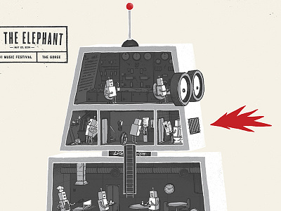 Sasquatch! poster detail cagetheelephant crosssection cutaway gigposter illustration robot sasquatch! screenprint