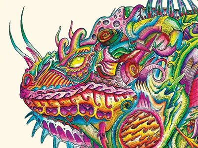 Iguana in Armor godzilla iguana illustration lizard reptile