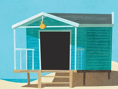 Beach hut beach house hut illustration sand sea