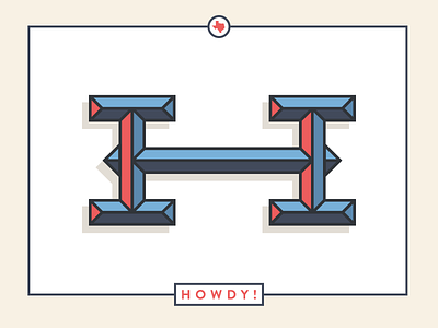 HOWDY! bevel h hello howdy line texas type