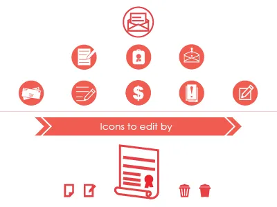 Application icons alert cost delete document edit mail
