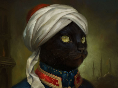 The Hermitage Court Moor Cat black cat cute digital kitten kitty moor new oil pet red royal