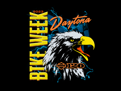 Daytona Bike Week apparel bike week checkered flag daytona distressed eagle graphic harley davidson hdmc illustration lightning motorcycle rally t shirt vintage