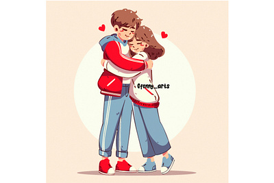 Valentine with Couple Embracing in Cozy Outfits Illustration anniversary background celebration couple day element event feast happy heart holiday love lovely people relationship romance romantic saint together valentine