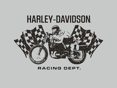 Harley-Davidson Racing Department apparel checkered flag dept design distressed graphic harley davidson illustration motorcycle racer racing t shirt vintage