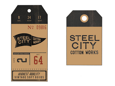 Steel City Cotton Works Hangtags clothing hangtags vintage