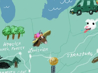 Roadtrip Map WIP v1 illustration map usa