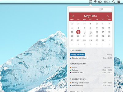 Fantastical for Mac (Redesign Idea) app apple calendar concept fantastical flexibits mac mavericks redesign refresh yosemite