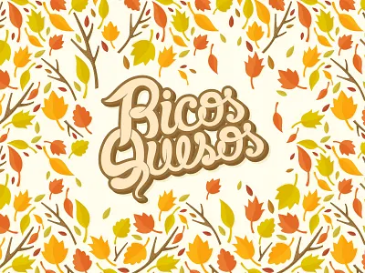 Ricos Quesos Autumn autumn branch fall handmade illustration leaf leaves logo pattern typography