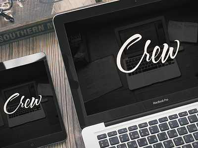 Introducing Crew black collective logo macbook typography ui ux web