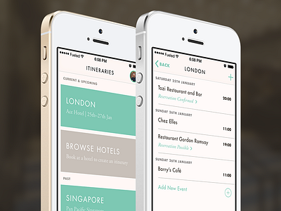 Travel App – Itinerary List & Itinerary View app futura garamond hotel ios ios7 itinerary travel