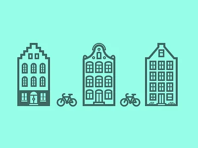 City Icons amsterdam bicycle bike building city home house netherlands outline town